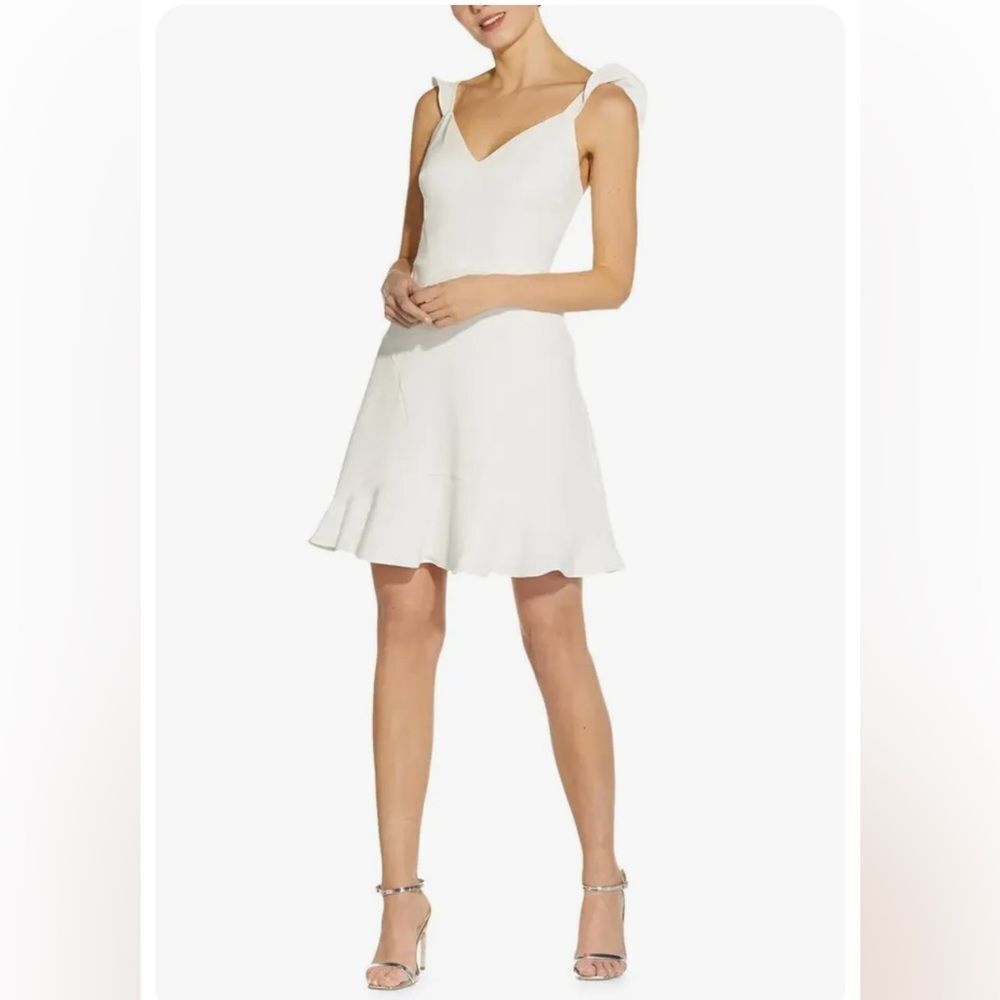 Aidan Mattox IVORY Crepe Cocktail Dress